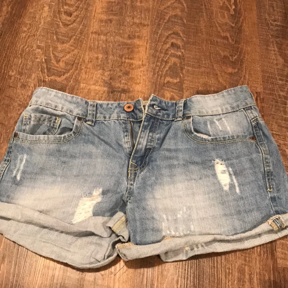 Ripped jean shorts